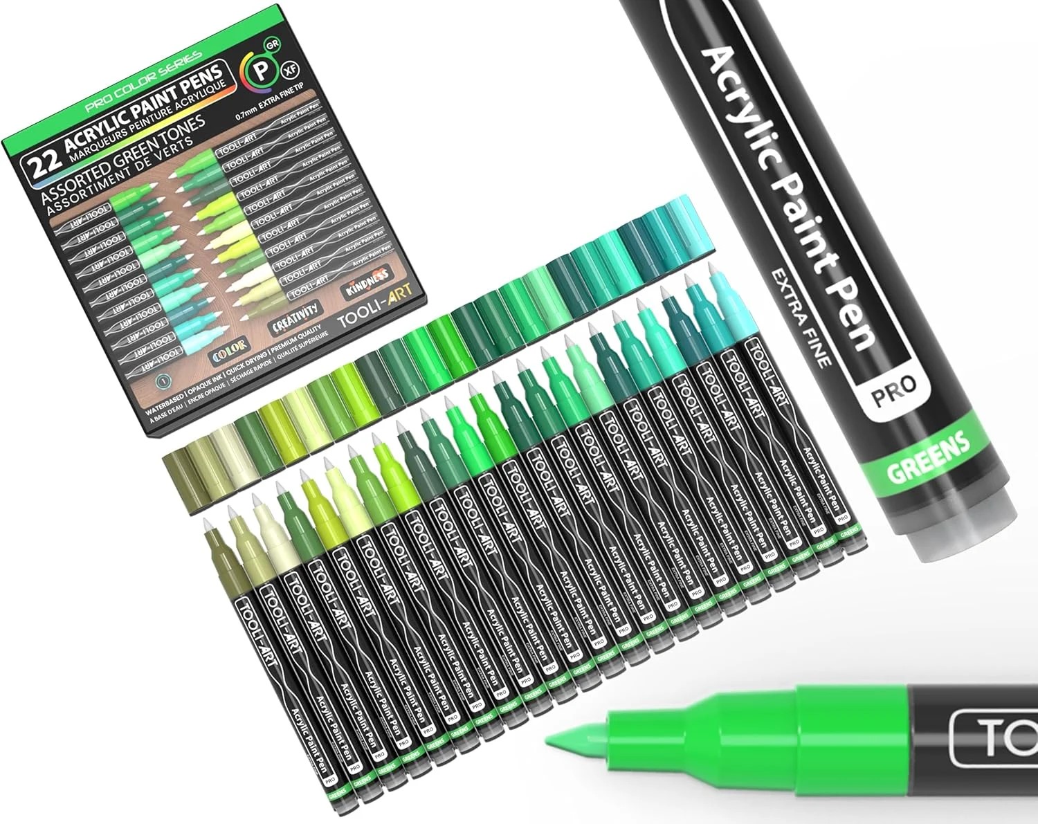 Tooli-art acrylstiften - set 22 groen