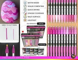 Tooli-art acrylstiften - set 22 roze
