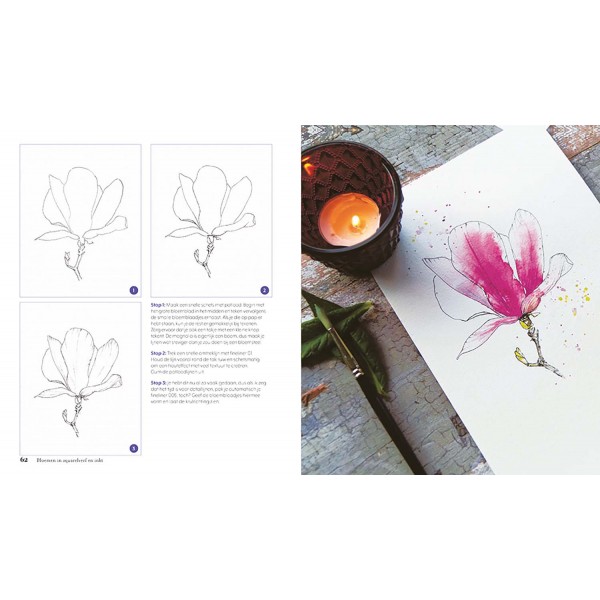 Bloemen in aquarelverf en inkt - Camilla Damsbo Brix