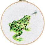 Borduurpakket telpatroon aïda Kikker 25 cm rond