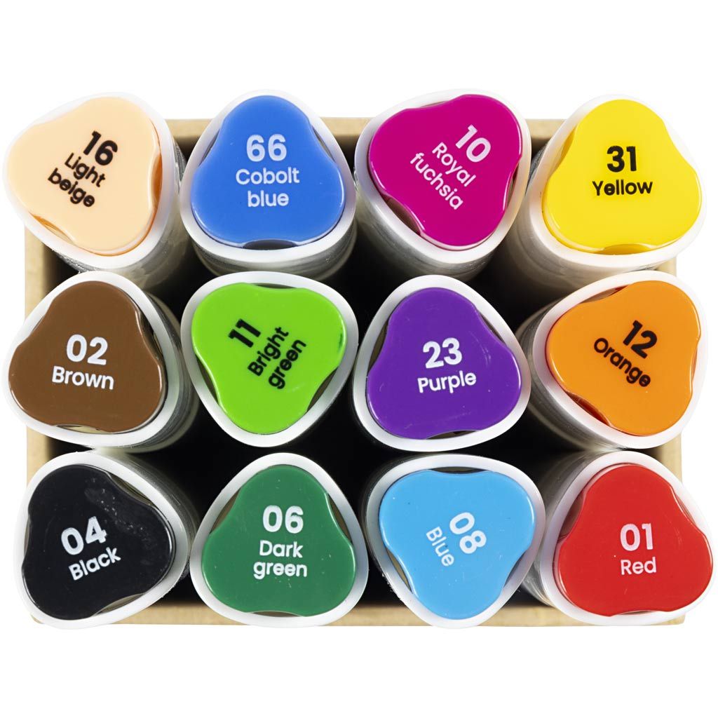CCHobby alcoholmarker - set 12 standaard kleuren
