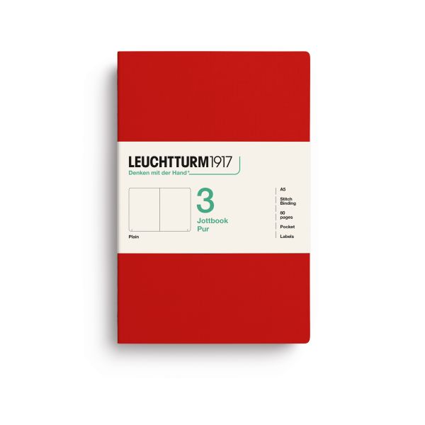 Leuchtturm1917 jottbook pur medium - plain - rood