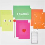 Set kaartjes en enveloppen - neon - 24 delig
