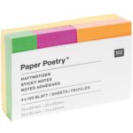 Sticky notes in 4 kleuren en maten - neon mix - 4x100 vellen