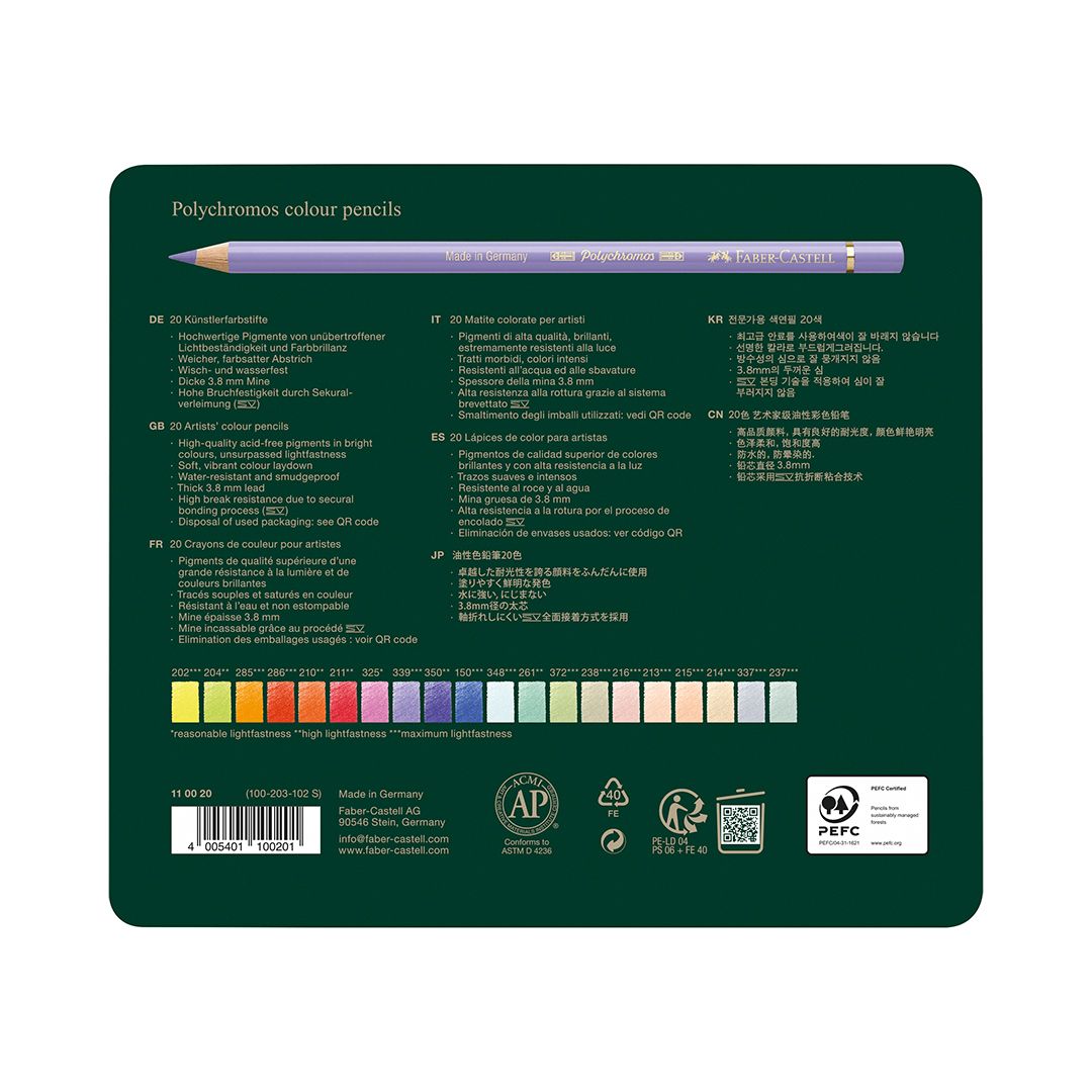 Faber-Castell Polychromos - set 20 nieuwe kleuren