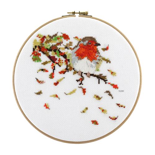 Pako 212.354 Borduurpakket telpatroon aïda Roodborstje 22 cm rond
