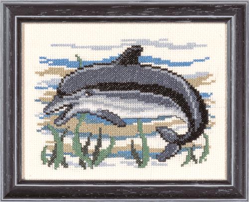 Pako borduurpakket telpatroon aïda dolfijn 13x17cm