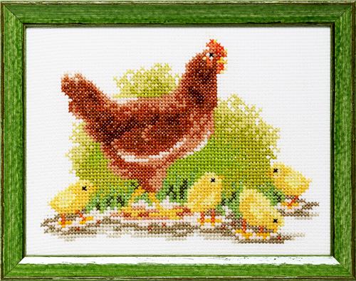 Pako borduurpakket telpatroon aïda kip13x17cm