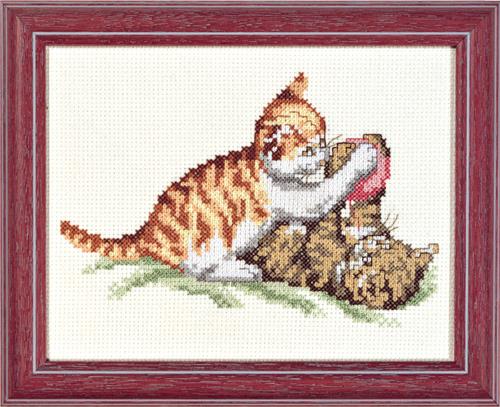 Pako borduurpakket telpatroon aïda poesjes 13x17cm