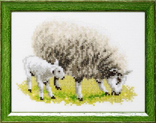 Pako borduurpakket telpatroon aïda schaap 13x17cm