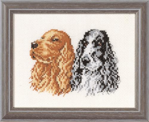 Pako borduurpakket telpatroon aïda spaniëls 13x17cm