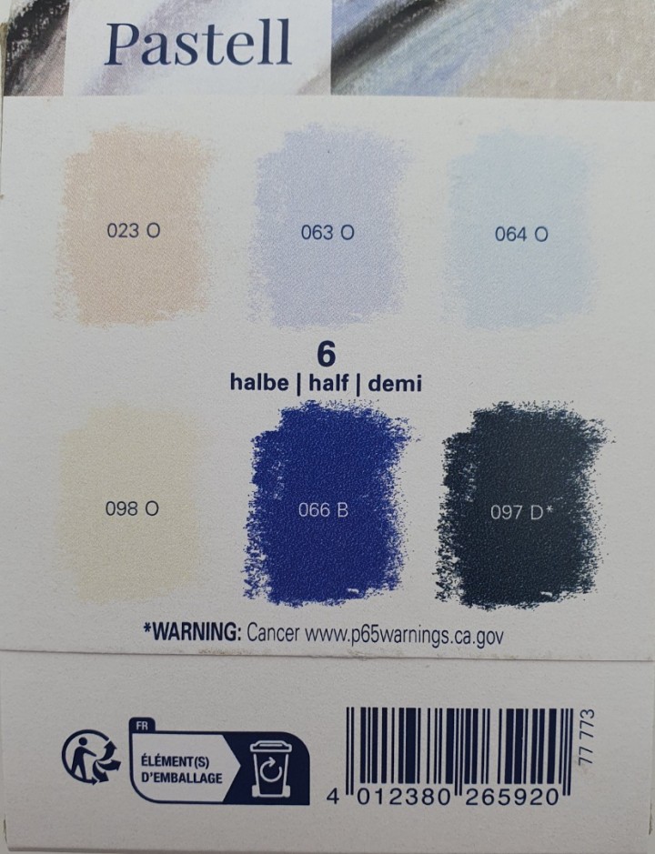 Schminke pastelkrijt - set 6 halve - lightest & deepest shades