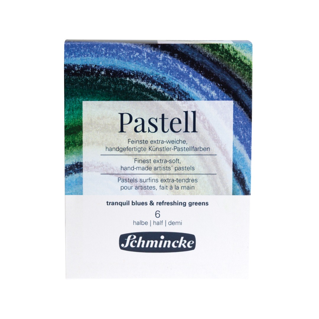 Schminke pastelkrijt - set 6 halve - tranquil blues & refreshing greens