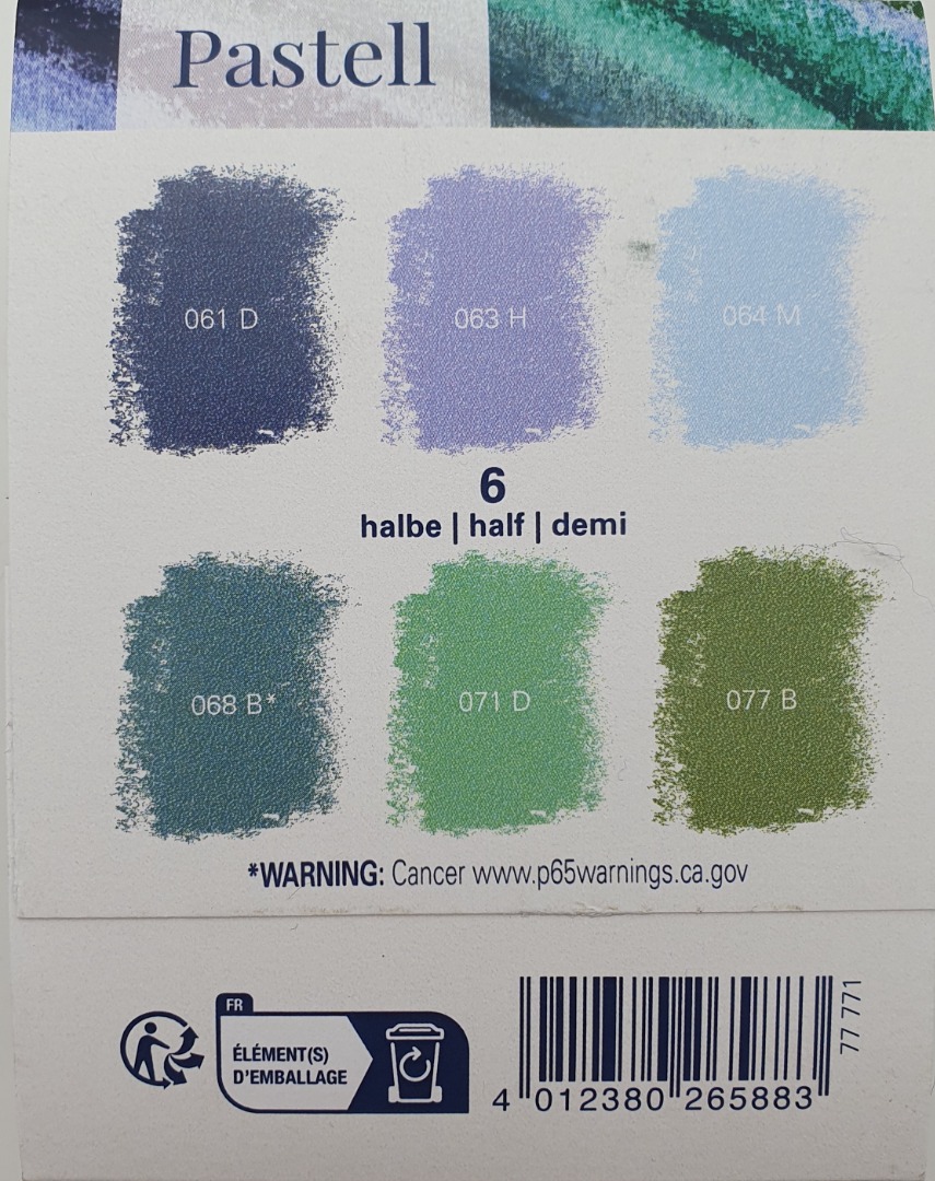 Schminke pastelkrijt - set 6 halve - tranquil blues & refreshing greens