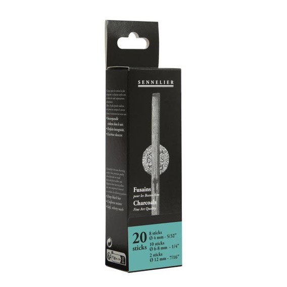 Sennelier houtskool assorti 20 stuks 4 - 12mm
