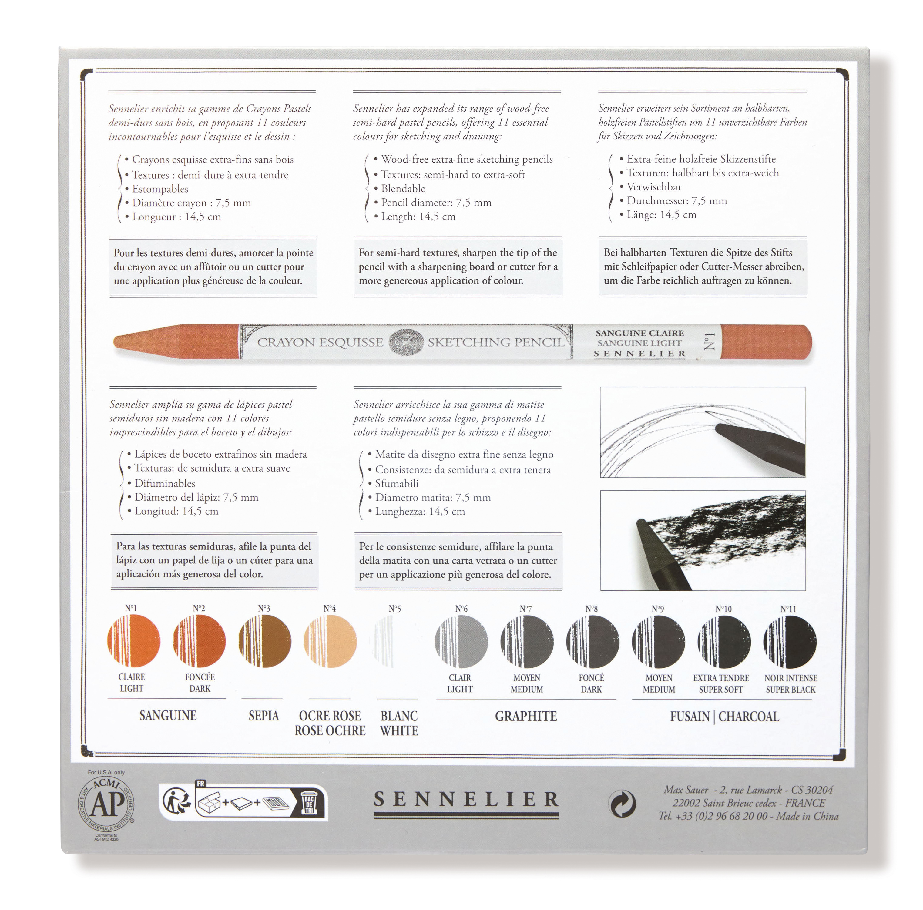 Sennelier schetspotlood - set 12