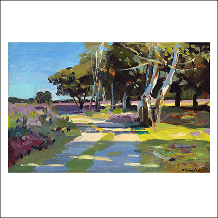 Wenskaart – Hans Versfelt - Heide met berken - 15x15