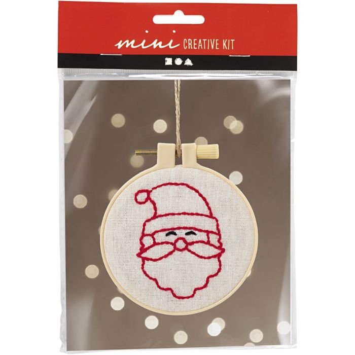 CCHobby mini creative kit - borduren kerstman wit