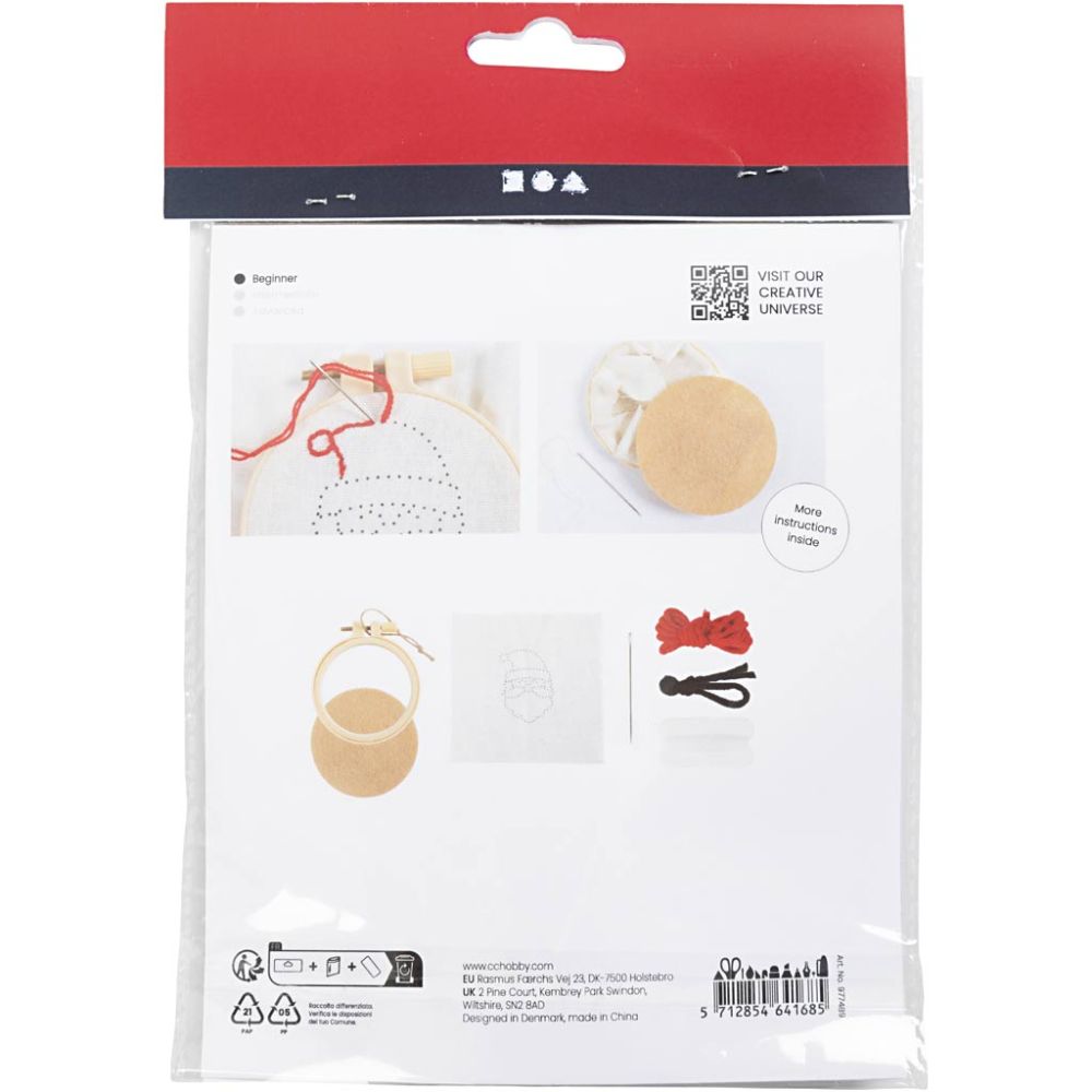 CCHobby mini creative kit - borduren kerstman wit