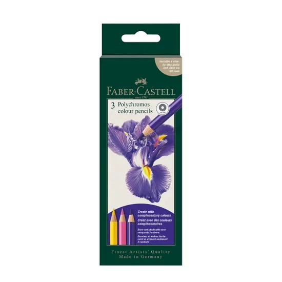 Kleurpotlood Faber-Castell Polychromos 3,8mm kerndikte set van 3 stuks Iris Flower