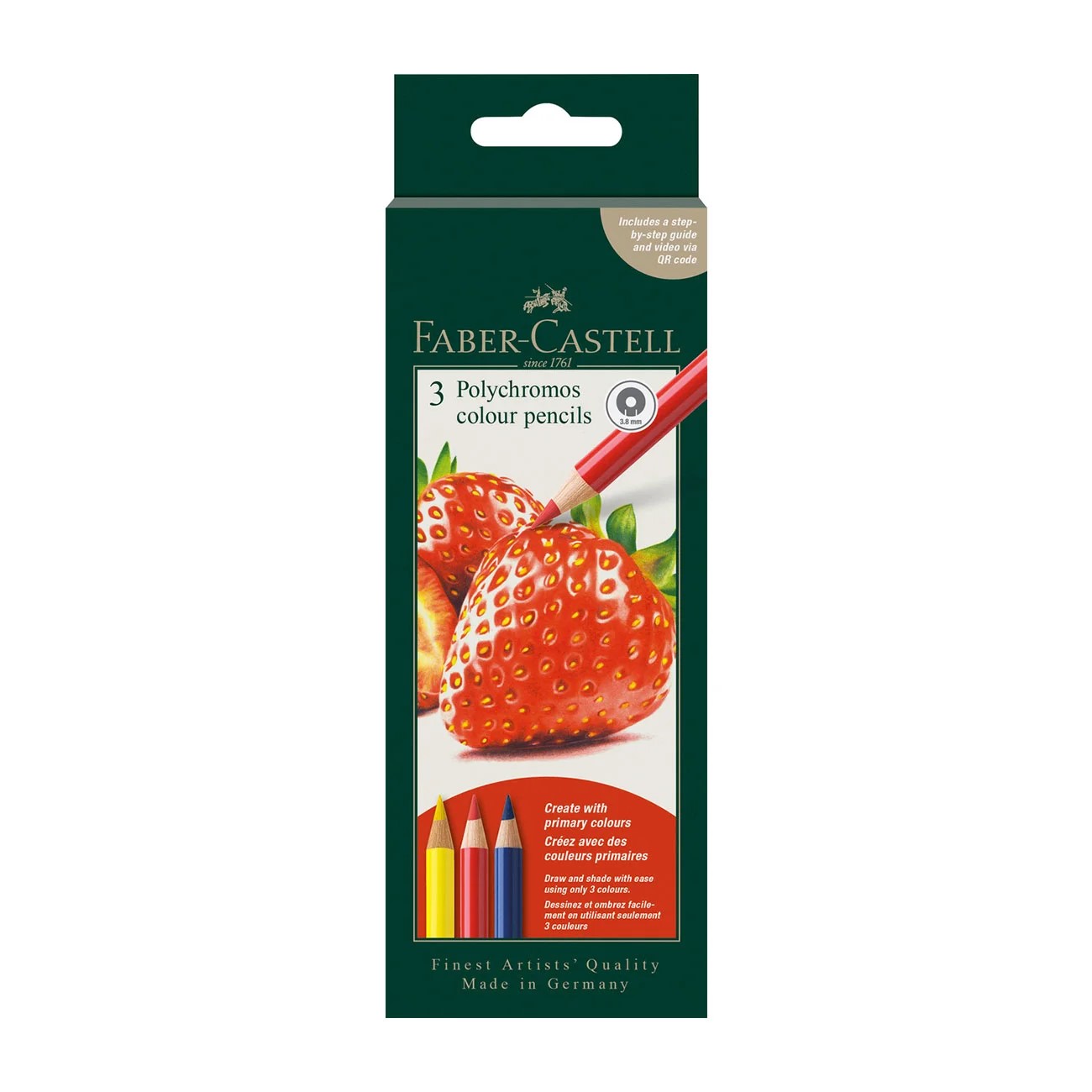 Kleurpotlood Faber-Castell Polychromos 3,8mm kerndikte set van 3 stuks Strawberry