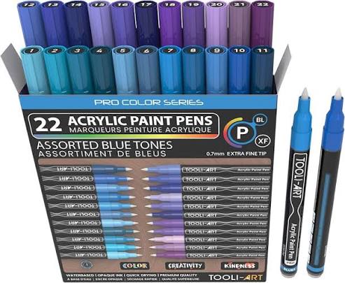 Tooli-art acrylstiften - set 22 blauw