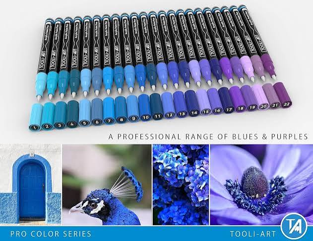 Tooli-art acrylstiften - set 22 blauw