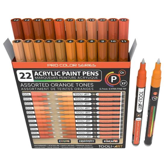 Tooli-art acrylstiften - set 22 oranje