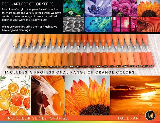 Tooli-art acrylstiften - set 22 oranje