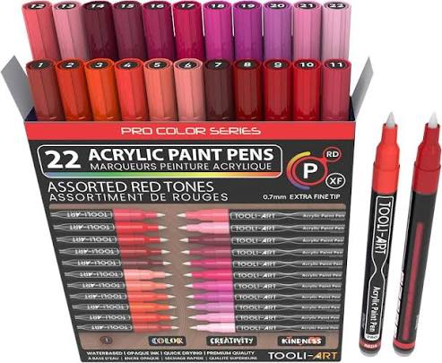 Tooli-art acrylstiften - set 22 rood