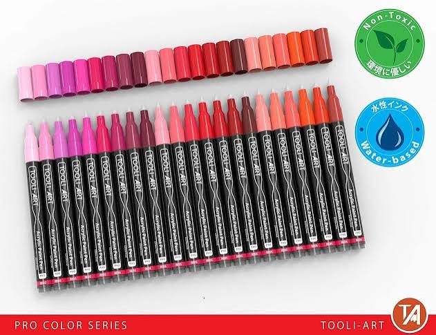 Tooli-art acrylstiften - set 22 rood