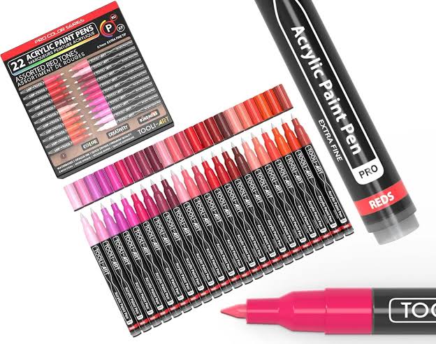 Tooli-art acrylstiften - set 22 rood
