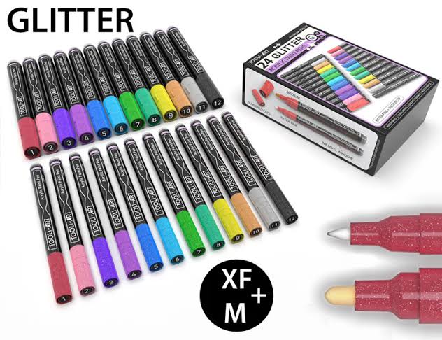 Tooli-art acrylstiften - set 24 glitter