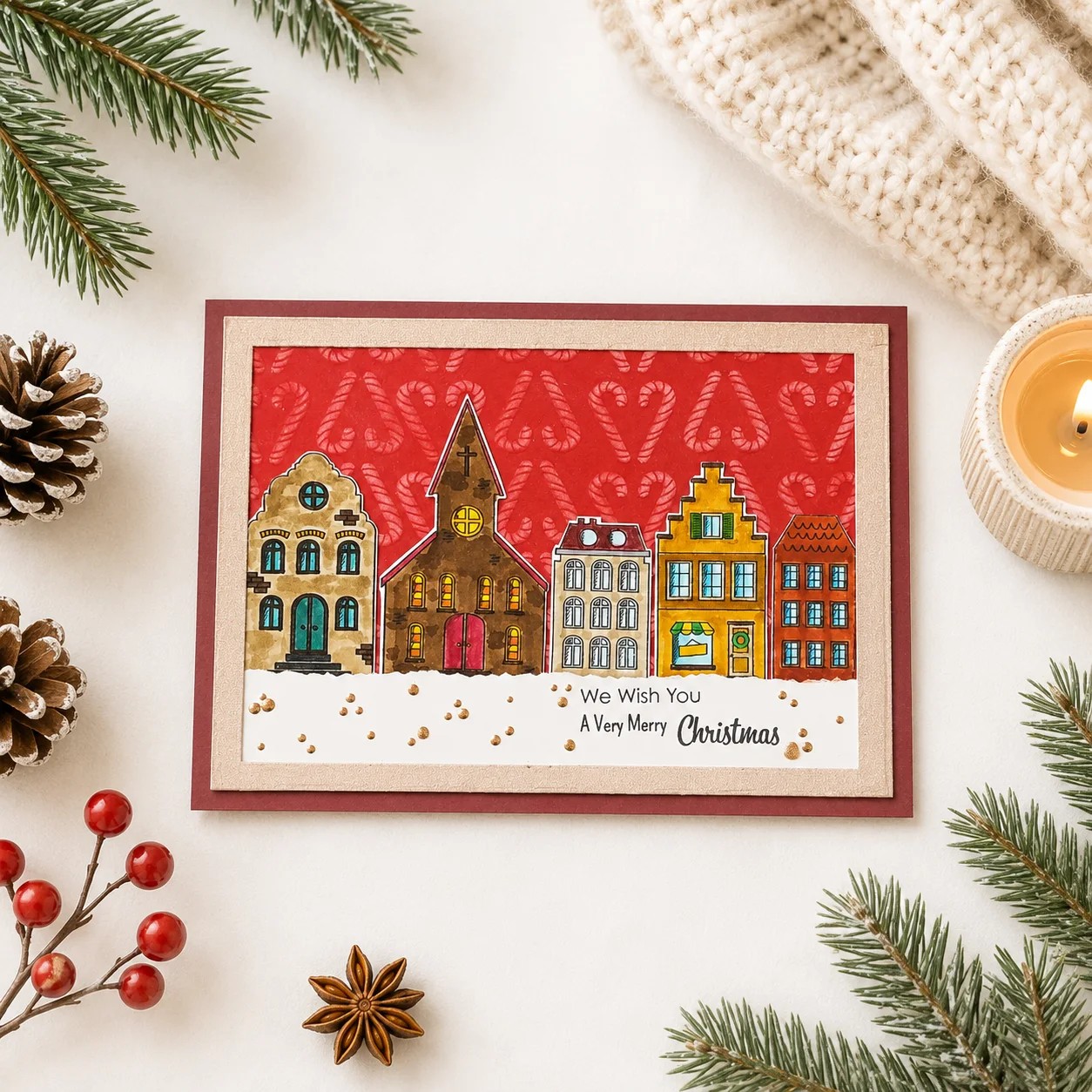 Vaessen Creative - Clear Stamps Set Kerstdorpje A6 11st.