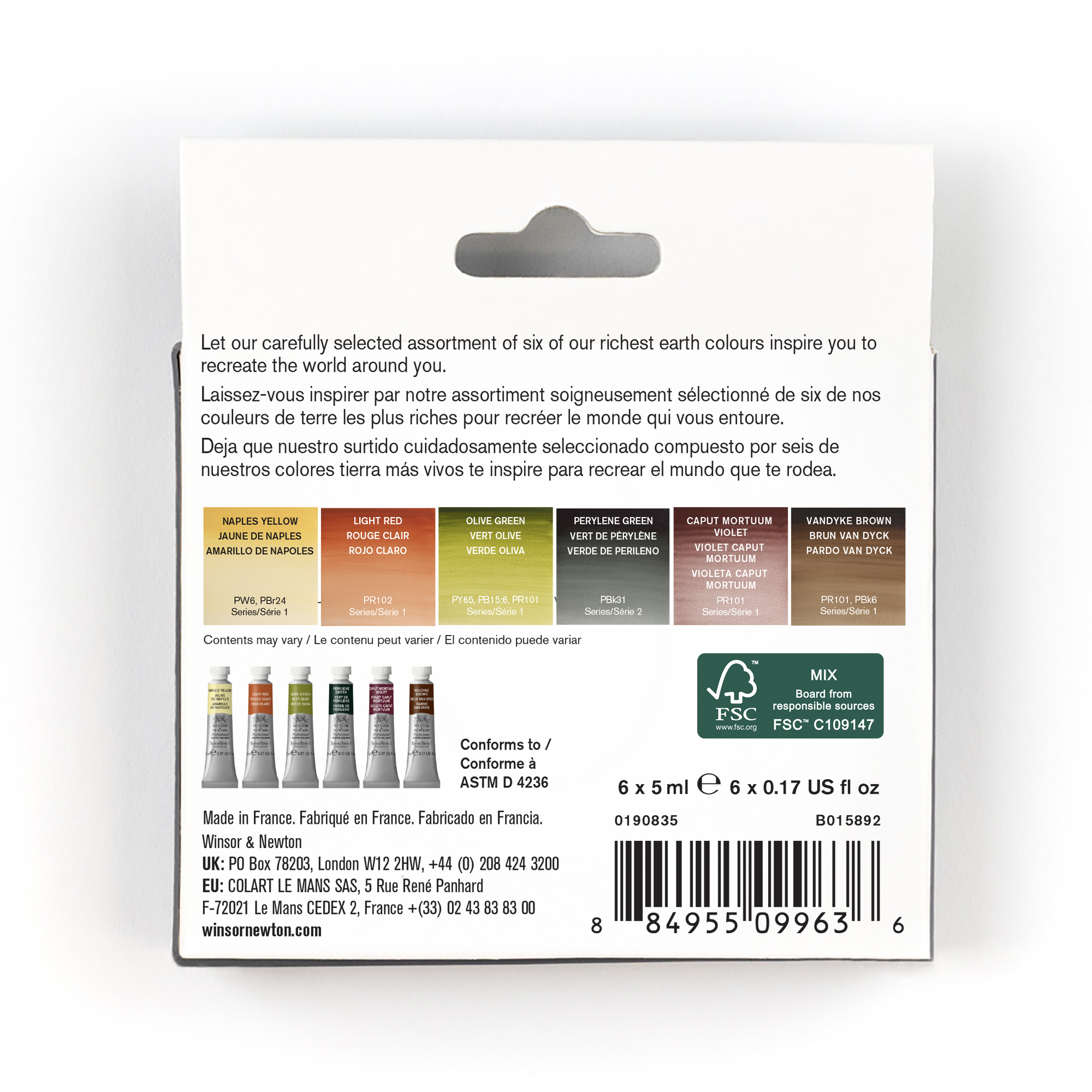 Winsor & Newton PWC – set 6 x 5ml tubes rich earth set